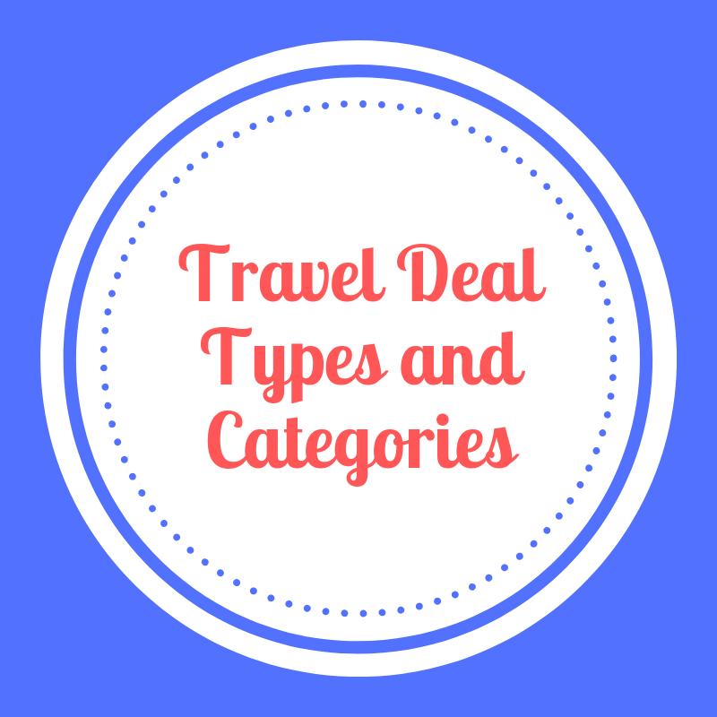 Travel deal types and categories